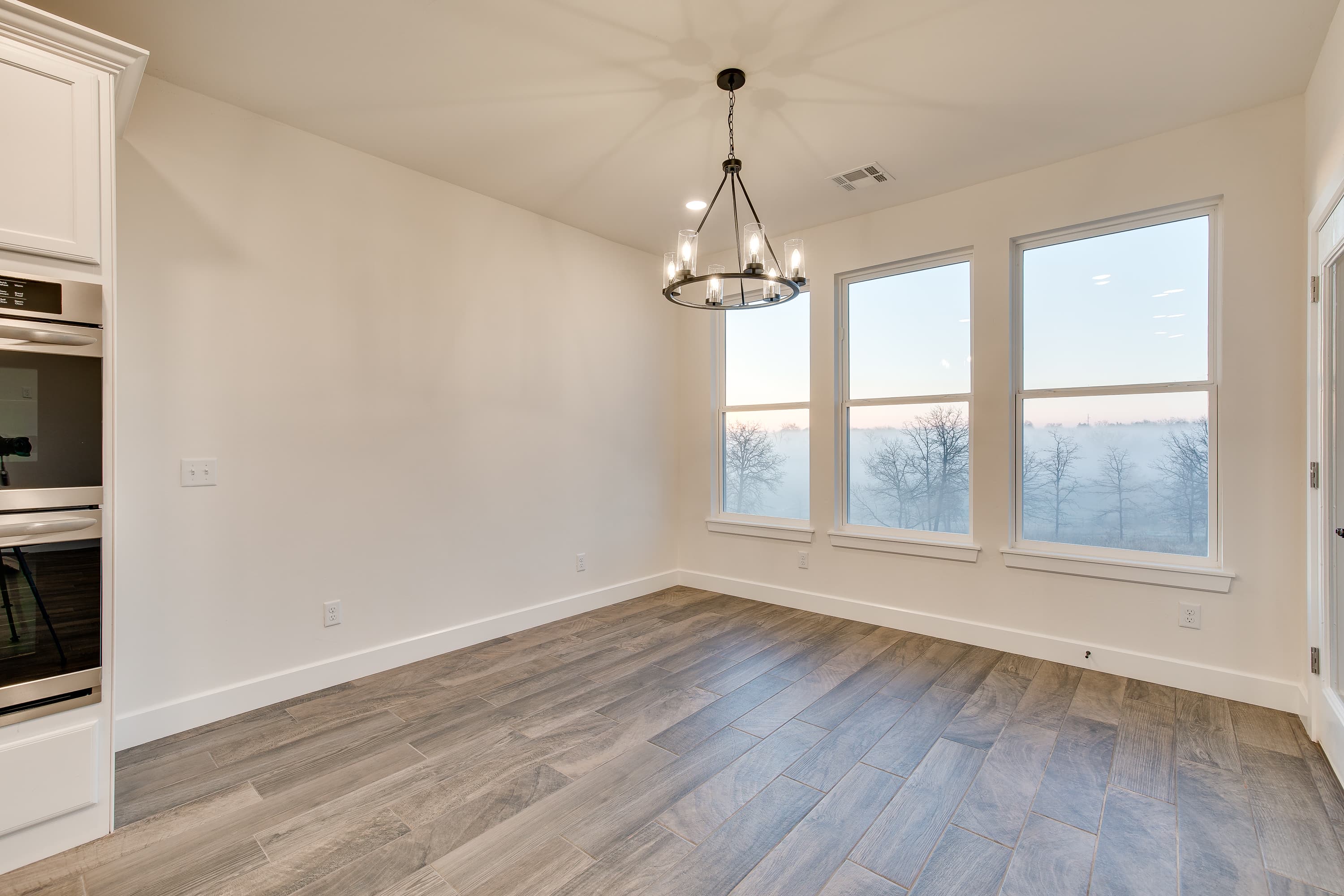 Dining room in custom home in Noble, Oklahoma