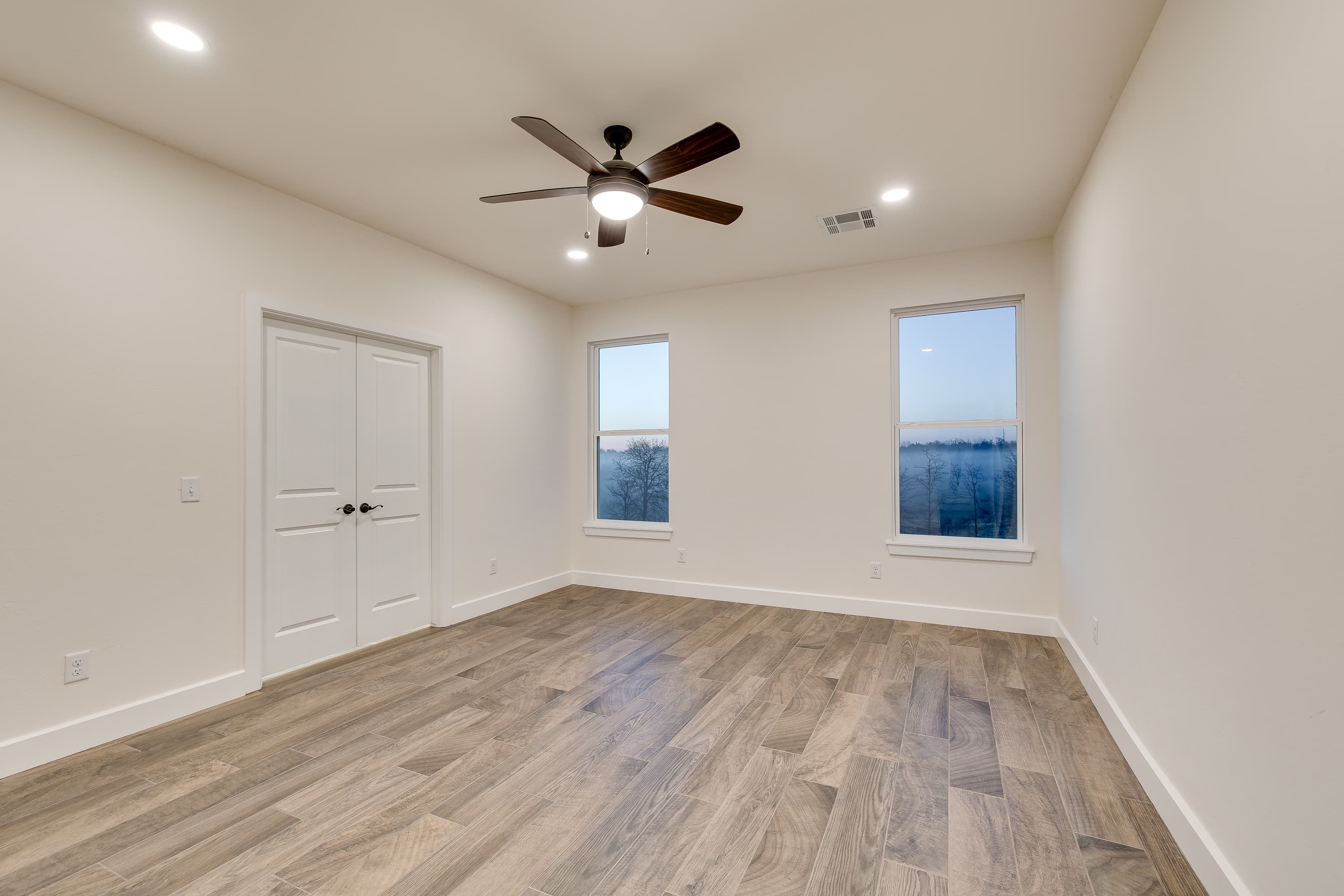 Master bedroom in custom home in Noble, Oklahoma
