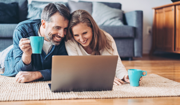 middle aged couple relaxing at home